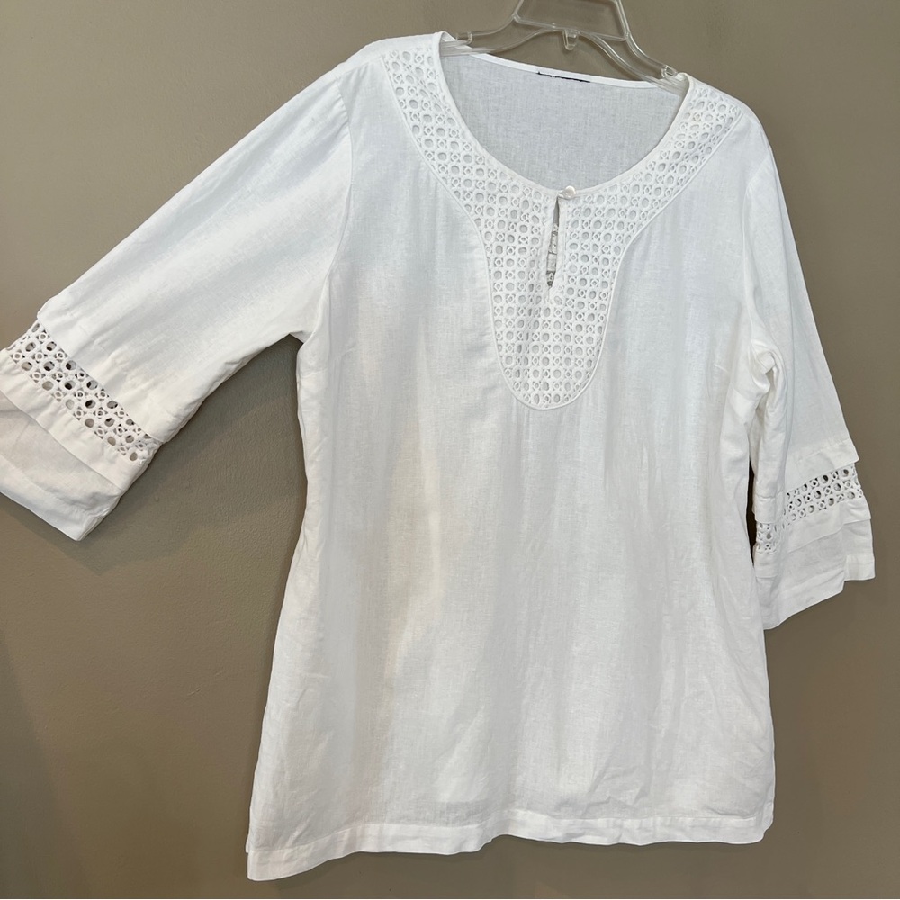 Kohl's White Crochet Detail Blouse - Picture 4 of 16